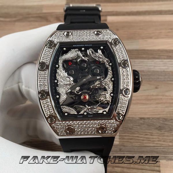 Fake - Richard Mille Replica RM 51 Dragon and Phoenix Chengxiang Rubber Belt Machinery Men's Watch