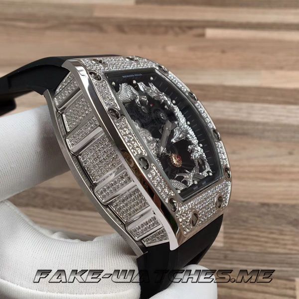 Fake - Richard Mille Replica RM 51 Dragon and Phoenix Chengxiang Rubber Belt Machinery Men\'s Watch
