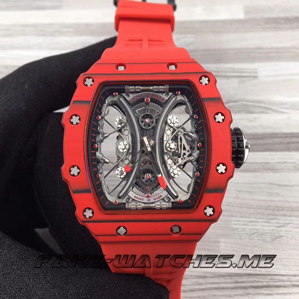 Richard Mille Replica RM 53-01.XJ Red Rubber Belt Mechanical Men's Watch