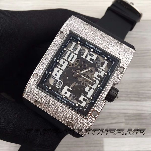 Richard Mille Replica RM016 Square Series Rubber Belt Crystal Mirror