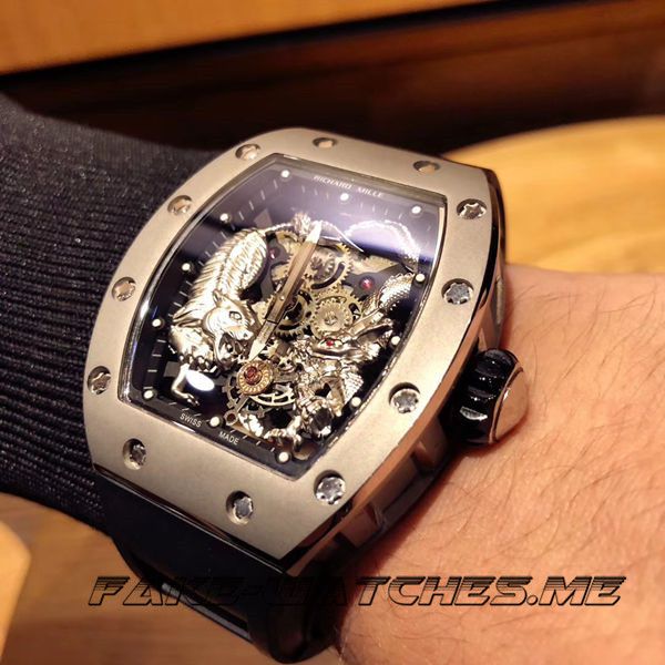 Richard Mille Replica RM051-1 Tiger Dragon Dou Rubber Belt Mechanical Men\'s Watch