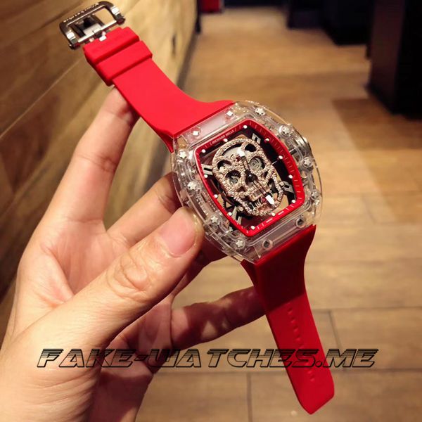 Richard Mille Replica RM052. Skull rubber belt mechanical male Watch