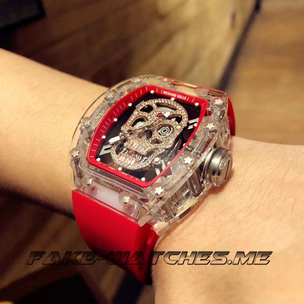Richard Mille Replica RM052. Skull rubber belt mechanical male Watch